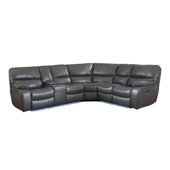 Pecos (3)3-Piece Power Reclining Sectional with Left Console, LED and USB Ports