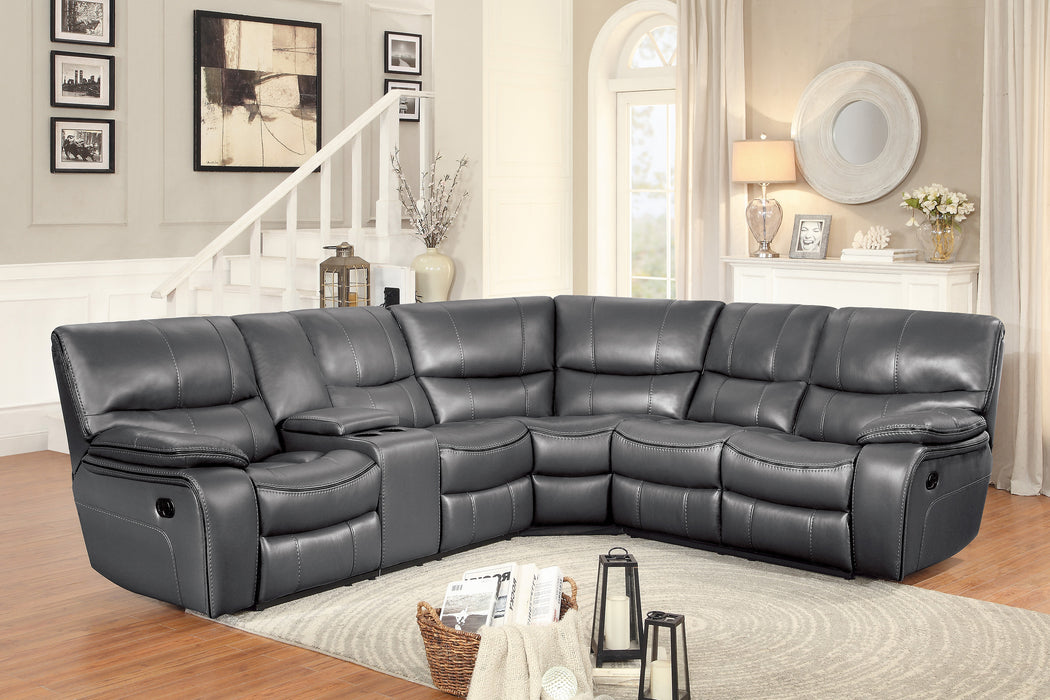  (3)3-Piece Reclining Sectional with Left Console 8480GRY*3SC