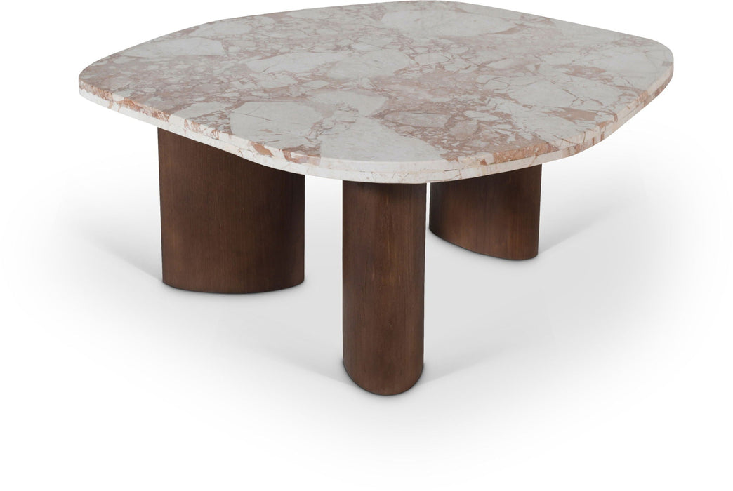 Puglia Genuine Marble Top And Oak Wood Base Coffee Table