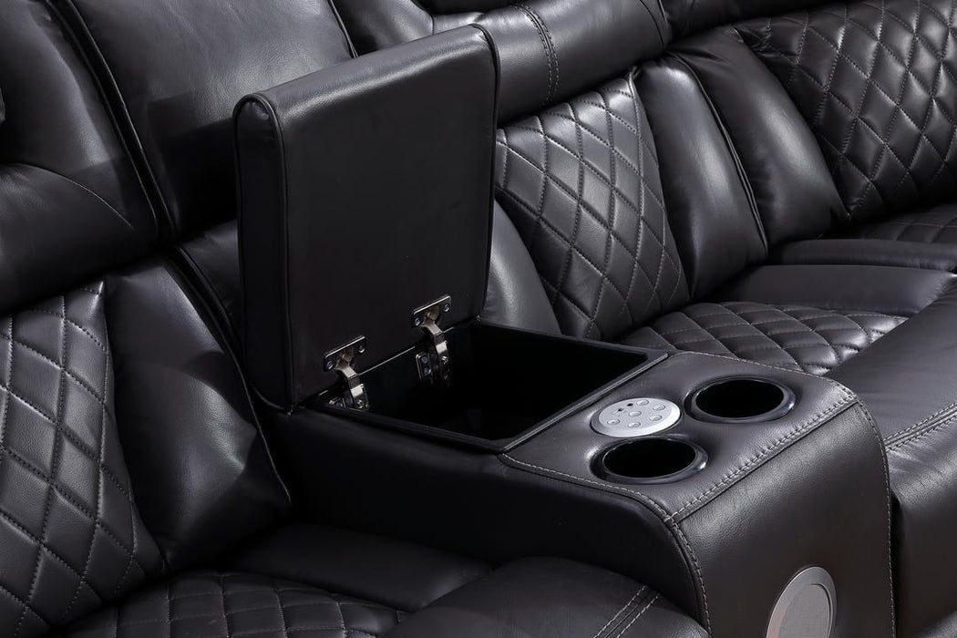 Wedge, LHF Loveseat w/Console /Speaker /Led Light/ Power Headrest, RHF Sofa w/Dropdown Table/