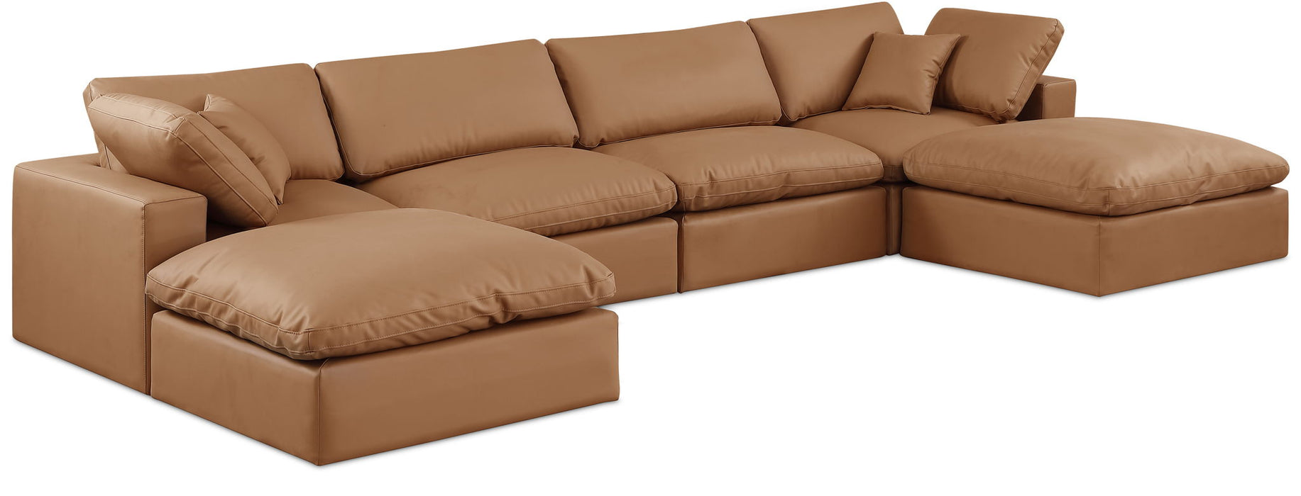 Comfy 158" Vegan Leather Upholstered 6pc. Modular Sectional