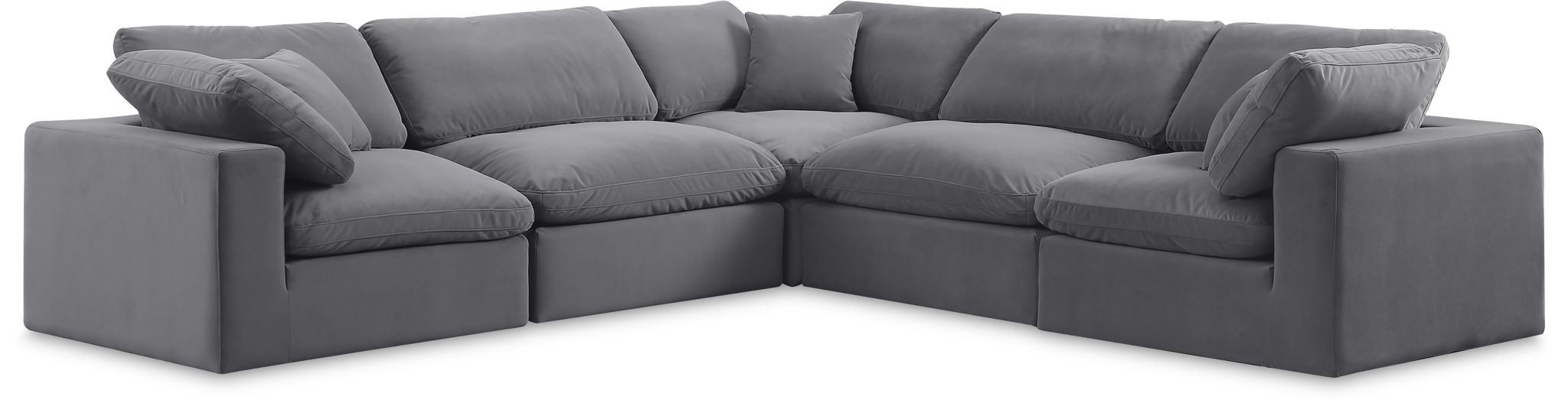Seccional modular tapizado de terciopelo Comfy de 119" de 5 piezas