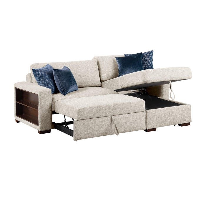 8548BE*3VC15ACLA2 2-Piece Sectional with Reversible Chaise, Pull-out Bed and Hidden Storage, Click Motion Back