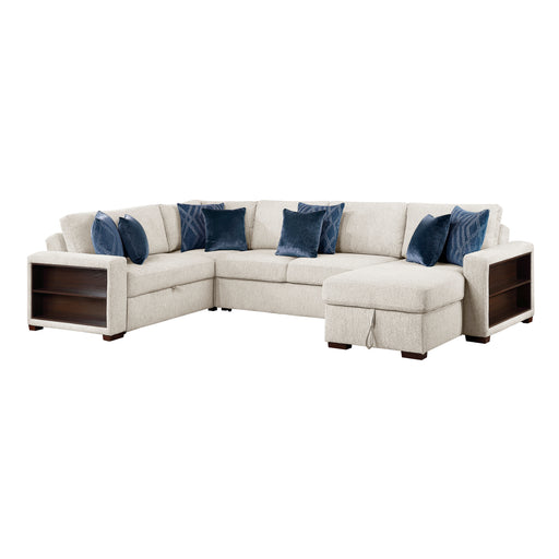 8548BE*5SC15ACLA2 4-Piece Sectional with Reversible Chaise, Pull-out Bed, Hidden Storage and Click Motion Back