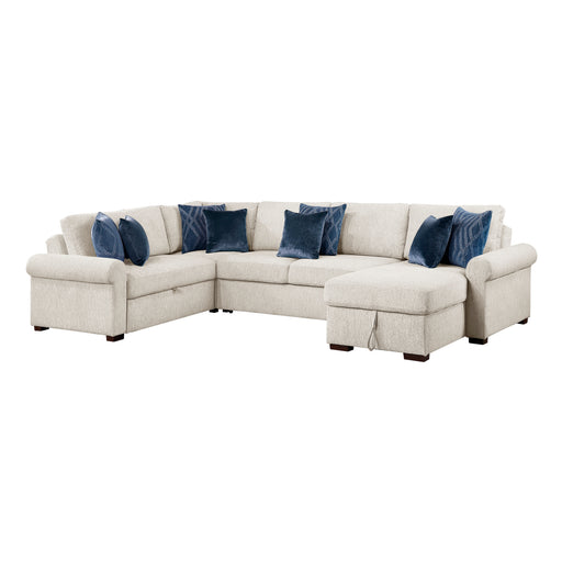 8548BE*5SC15ACLA4 4-Piece Sectional with Reversible Chaise, Pull-out Bed, Hidden Storage and Click Motion Back