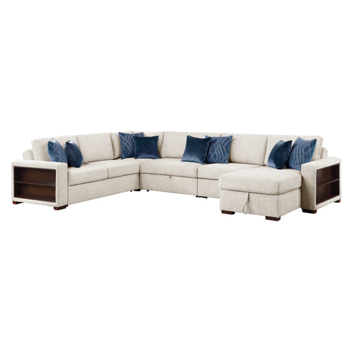 8548BE*6SC15ACLA2 5-Piece Sectional with Reversible Chaise, Pull-out Bed, Hidden Storage and Click Motion Back