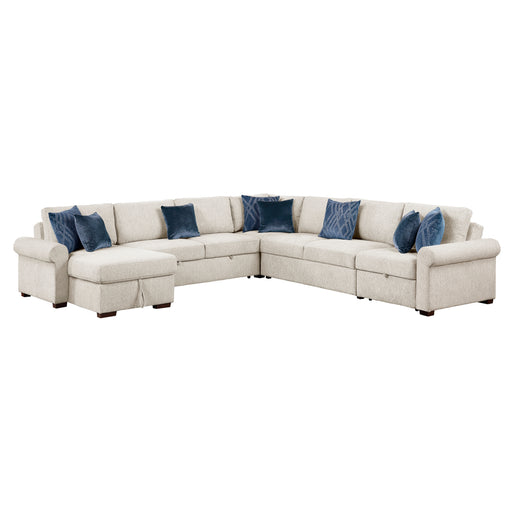 8548BE*6SCACCLA4 5-Piece Sectional with Reversible Chaise, Pull-out Bed, Hidden Storage and Click Motion Back