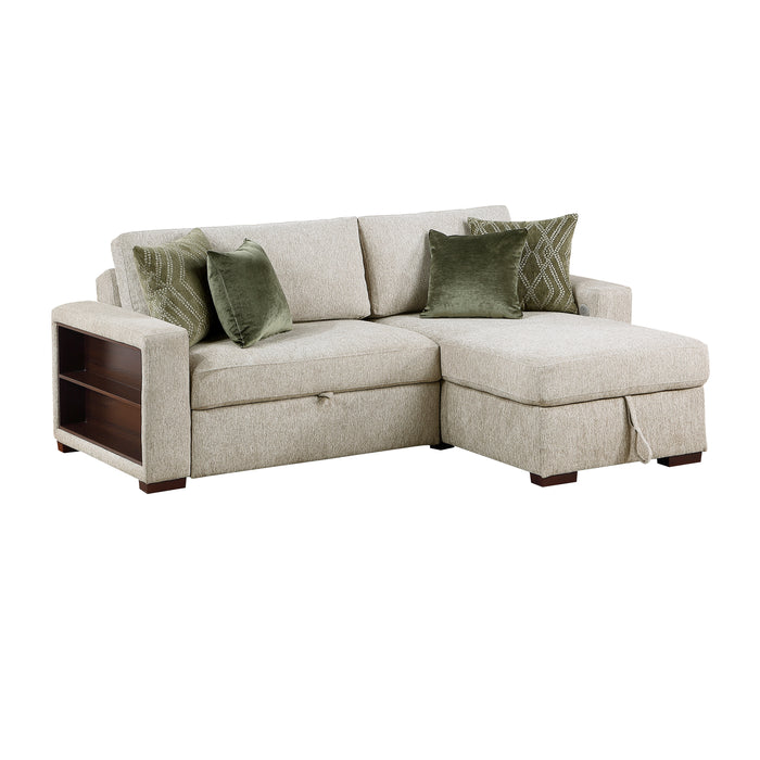 8548*3VC15ACLA2 2-Piece Sectional with Reversible Chaise, Pull-out Bed and Hidden Storage, Click Motion Back