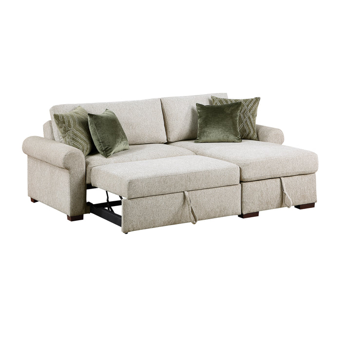 8548*3VC15ACLA4 2-Piece Sectional with Reversible Chaise, Pull-out Bed and Hidden Storage, Click Motion Back