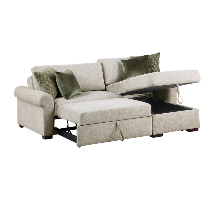 8548*3VC15ACLA4 2-Piece Sectional with Reversible Chaise, Pull-out Bed and Hidden Storage, Click Motion Back