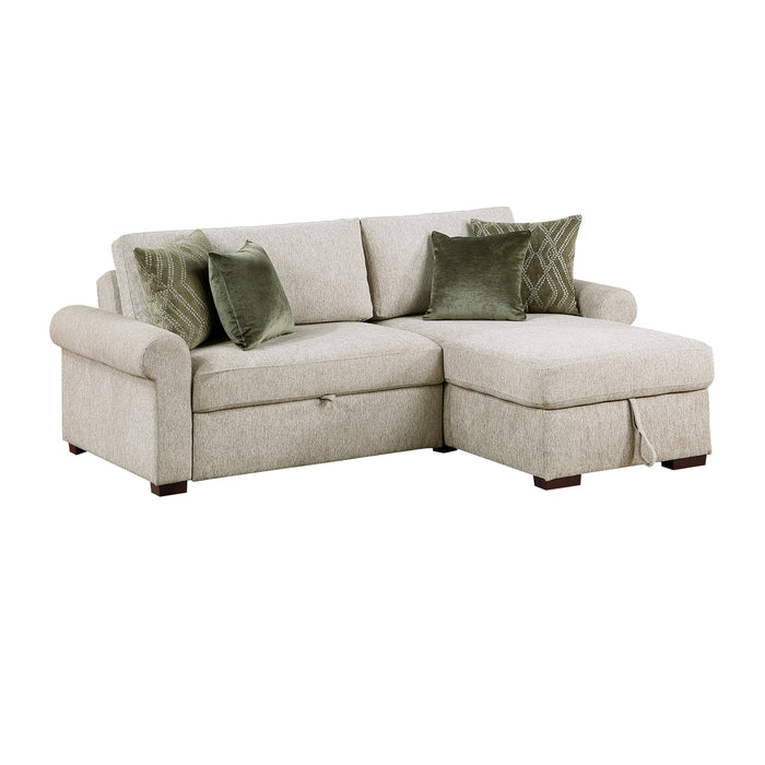 8548*3VC15ACLA4 2-Piece Sectional with Reversible Chaise, Pull-out Bed and Hidden Storage, Click Motion Back
