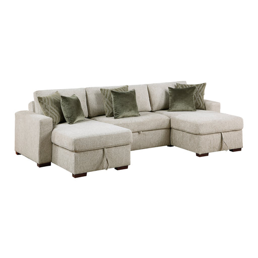 8548*4VC15ACLA 3-Piece Sectional with Two Reversible Chaises, Pull-out Bed, Hidden Storage, Click Motion Back and Two Track Arms