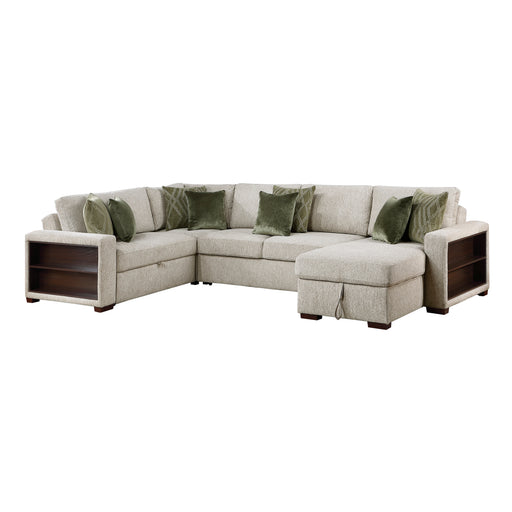 8548*5SC15ACLA2 4-Piece Sectional with Reversible Chaise, Pull-out Bed, Hidden Storage and Click Motion Back