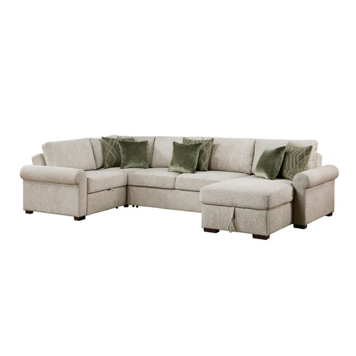 8548*5SCACCLA4 4-Piece Sectional with Reversible Chaise, Pull-out Bed, Hidden Storage and Click Motion Back