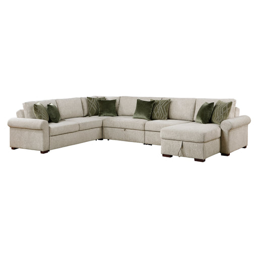8548*6SC15ACLA4 5-Piece Sectional with Reversible Chaise, Pull-out Bed, Hidden Storage and Click Motion Back