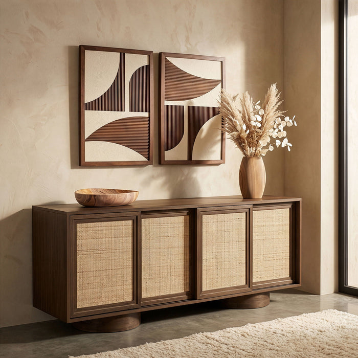 Windsor Solid Wood And Natural Cane Sideboard / Buffet