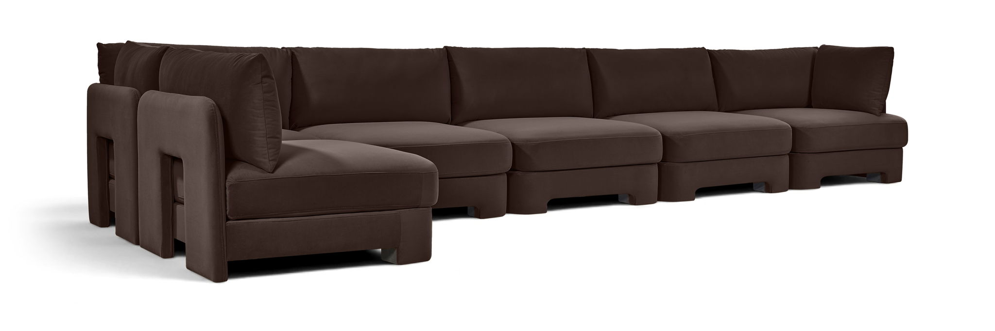 Seccional modular tapizado de terciopelo de alto rendimiento Hammond de 185" de 6 piezas