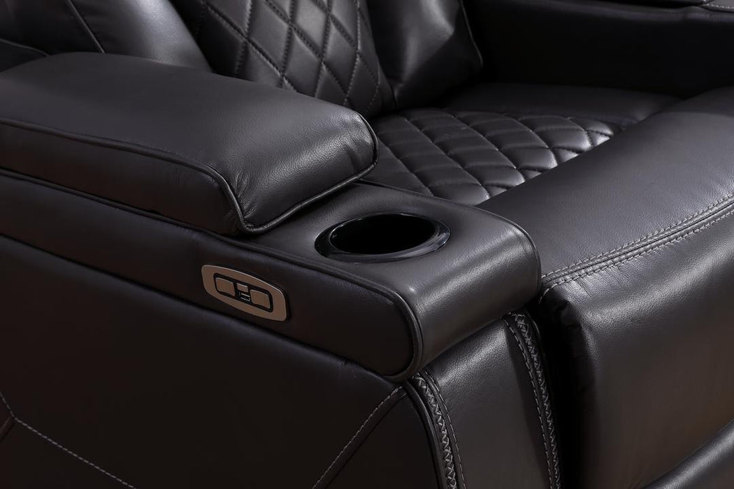 Wedge, LHF Loveseat w/Console /Speaker /Led Light/ Power Headrest, RHF Sofa w/Dropdown Table/