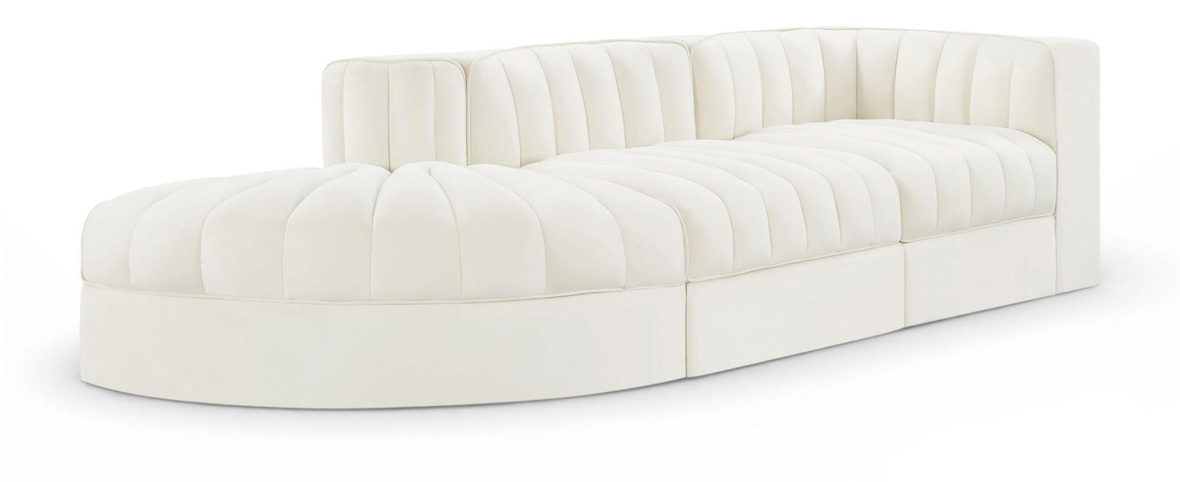 Rummi 112" Velvet Performance Fabric Upholstered 3pc. Modular Sofa