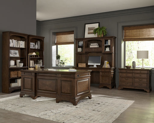 Hartshill 66-inch 5-drawer Credenza with Hutch Burnished Oak - Brown
