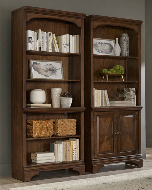 Hartshill 78-inch 3-shelf Cabinet Bookcase Burnished Oak - Brown