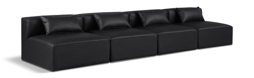 Cube 144" Vegan Leather Upholstered 4pc. Armless Modular Sofa
