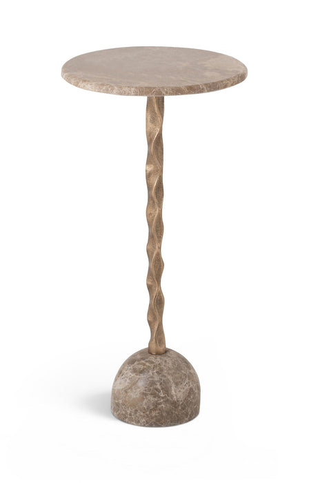 Helix Genuine Marble Top And Aluminum Base Drink Table
