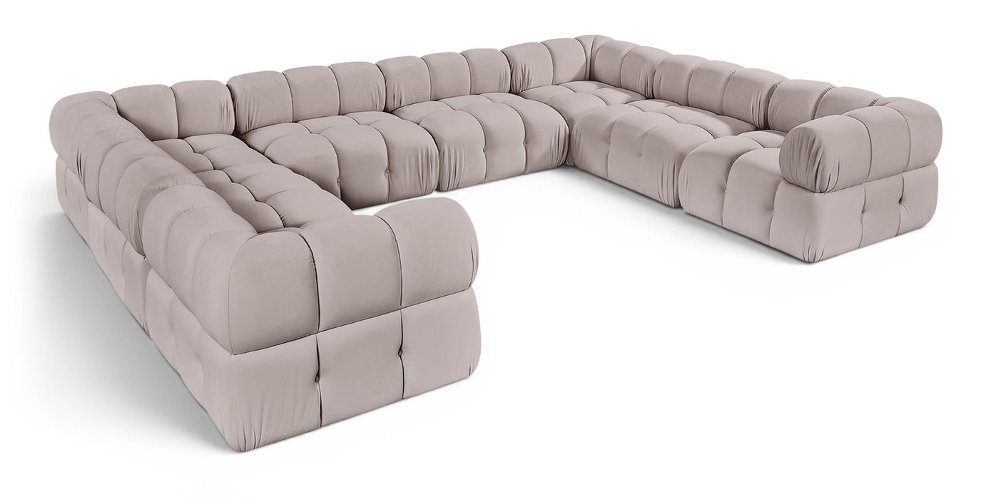 Orin 148" Velvet Performance Fabric Upholstered 8 Pc. Modular Sectional