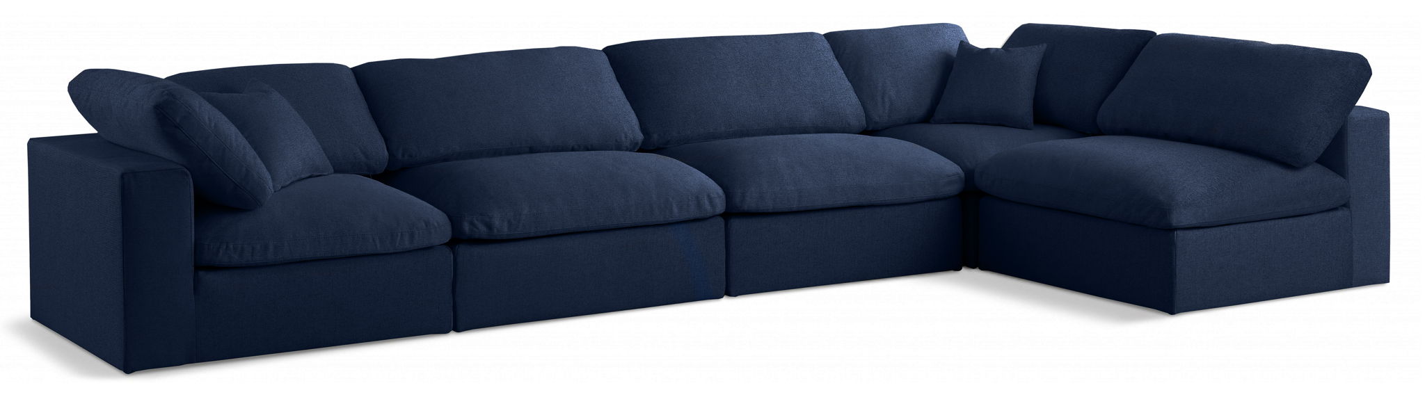 Serene 158" Linen Textured Fabric Upholstered Deluxe Comfort 5pc. Modular Sectional