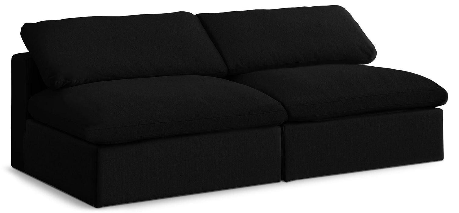 Serene 78" Linen Textured Fabric Upholstered Deluxe Comfort 2pc. Armless Modular Sofa