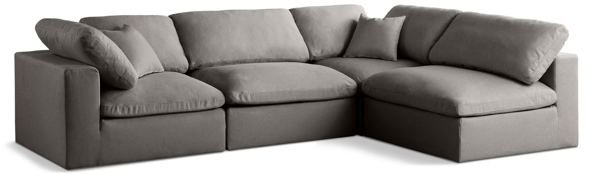 Plush 105" Velvet Upholstered Standard Comfort 4pc. Modular Sectional