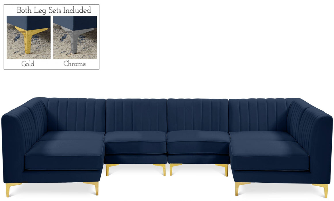 Seccional modular tapizado de terciopelo Alina de 116.5" de 6 piezas