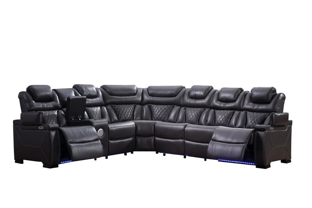 Wedge, LHF Loveseat w/Console /Speaker /Led Light/ Power Headrest, RHF Sofa w/Dropdown Table/