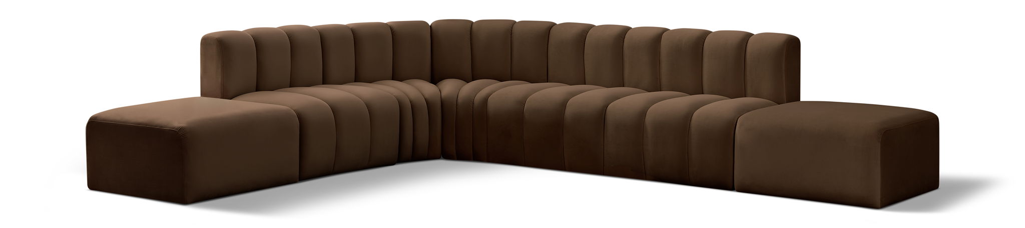 Seccional modular tapizado en terciopelo Arc de 172" de 7 piezas