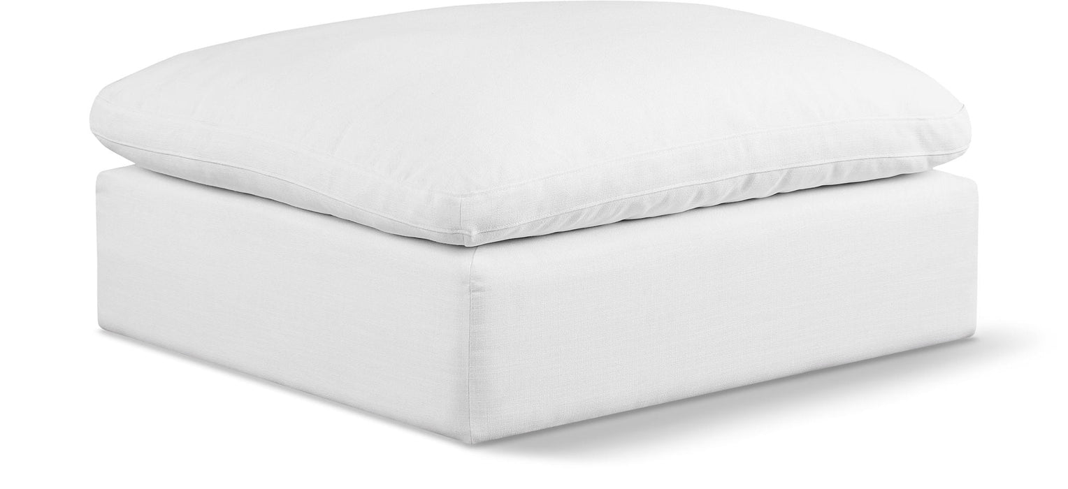 Otomana modular tapizada de tela con textura de lino Comfy