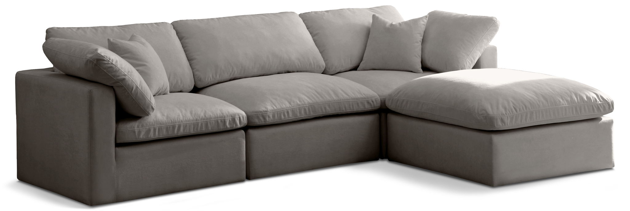 Plush 105" Velvet Upholstered Standard Comfort 4pc. Modular Sectional