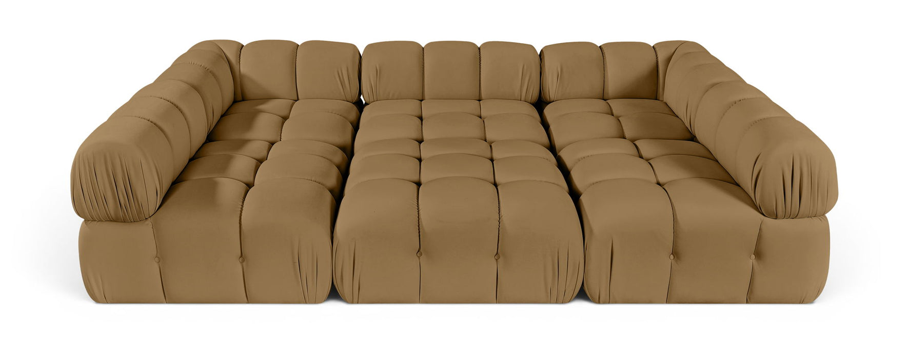 Seccional modular tapizado de terciopelo de alto rendimiento Orin de 111" de 6 piezas