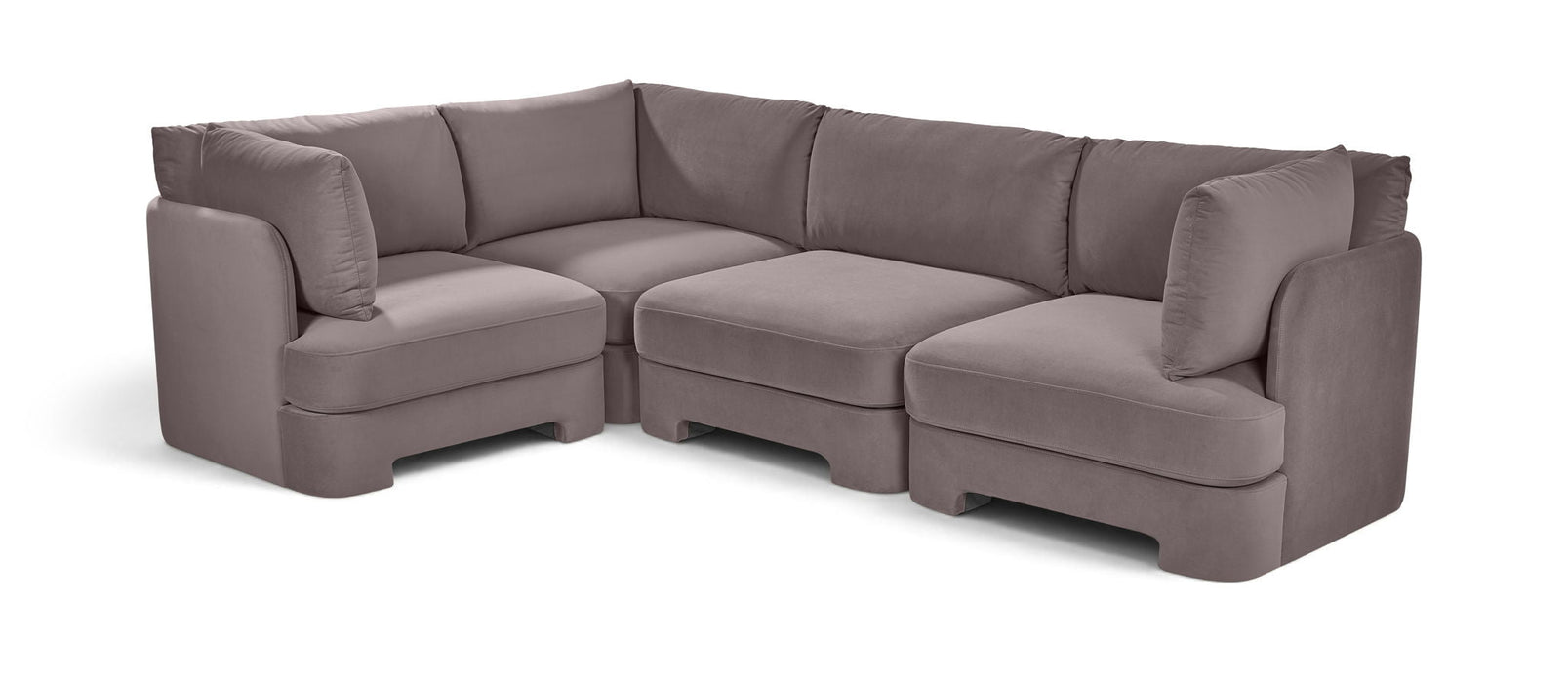 Hammond 111" Velvet Performance Fabric Upholstered 4pc. Modular Sectional