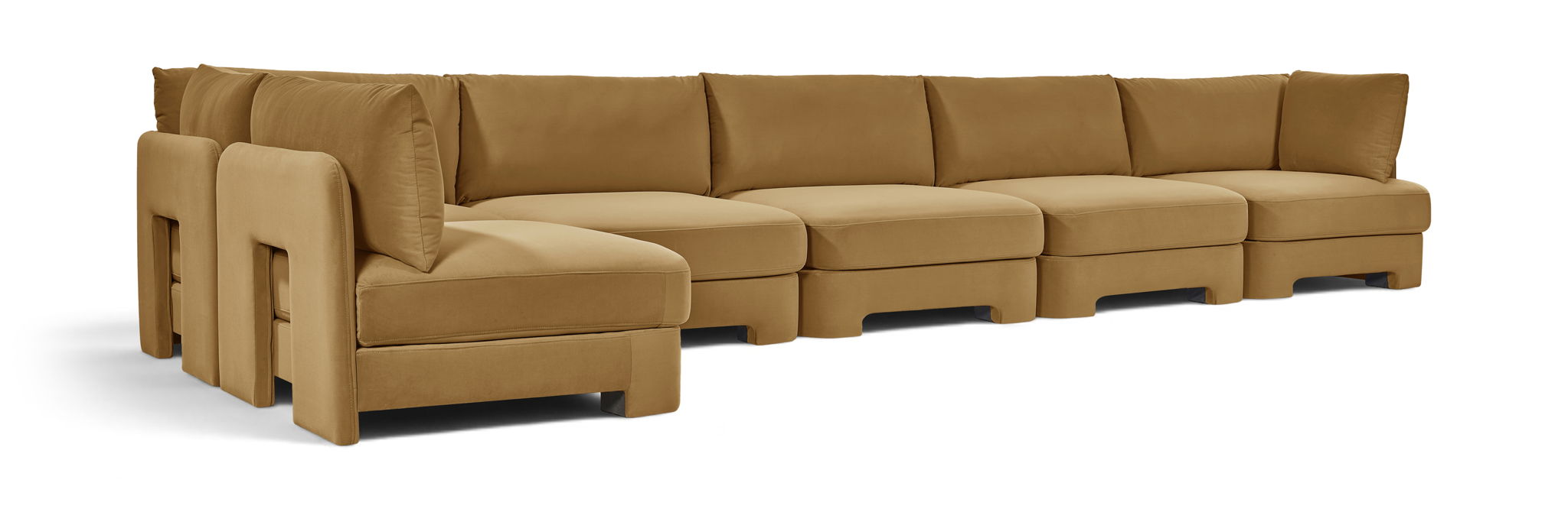 Seccional modular tapizado de terciopelo de alto rendimiento Hammond de 185" de 6 piezas