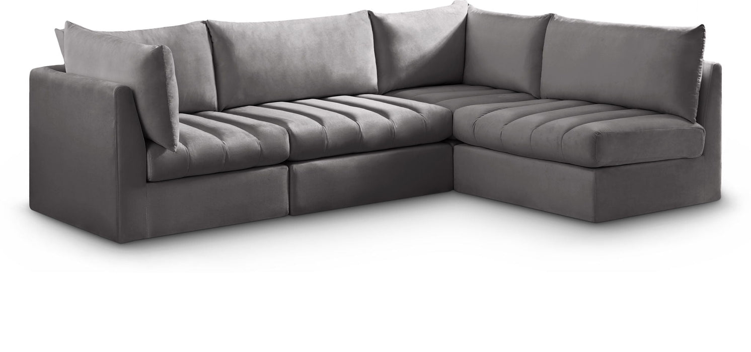 Seccional modular tapizado de terciopelo Jacob de 103" de 4 piezas