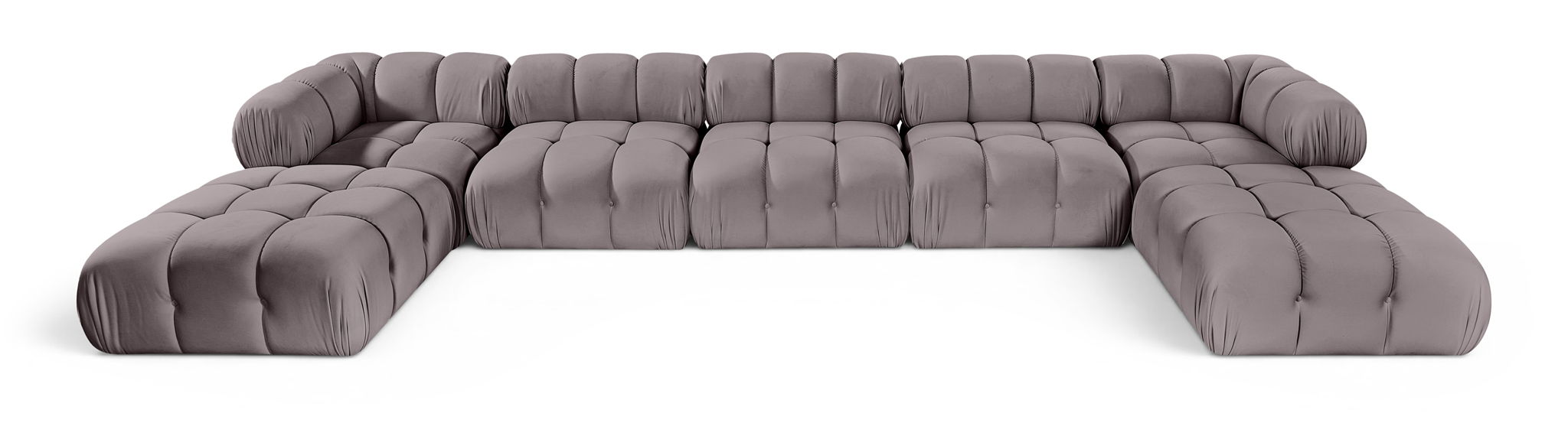 Orin 185" Velvet Performance Fabric Upholstered 7 Pc. Modular Sectional