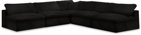 Cozy 118" Velvet Upholstered Overstuffed Fiber Filled Comfort Comfort 5pc. Modular Sectional