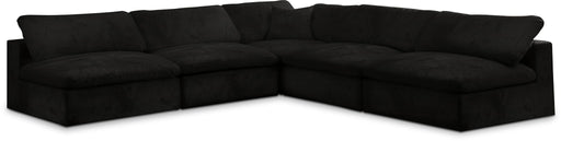 Cozy 118" Velvet Upholstered Overstuffed Fiber Filled Comfort Comfort 5pc. Modular Sectional