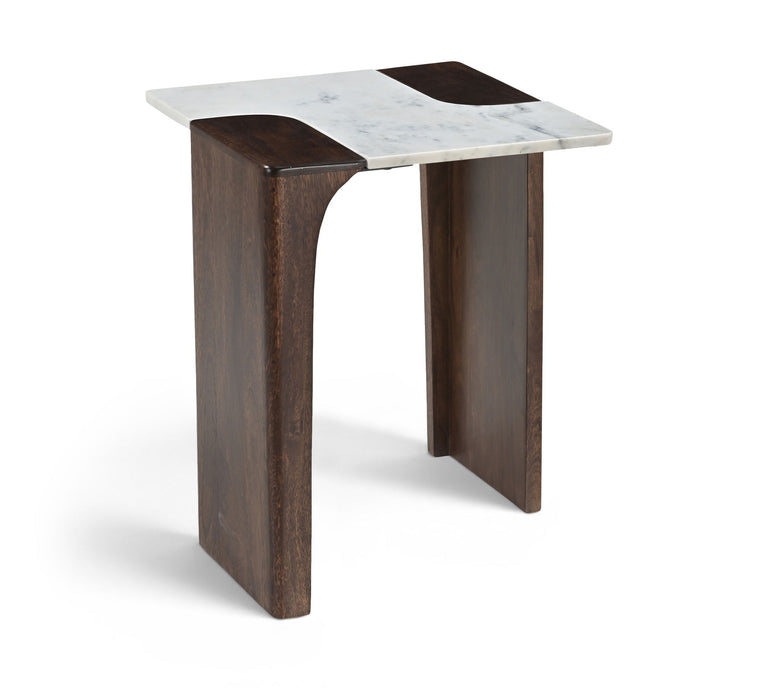 Enna Genuine Marble And Mango Wood End Table