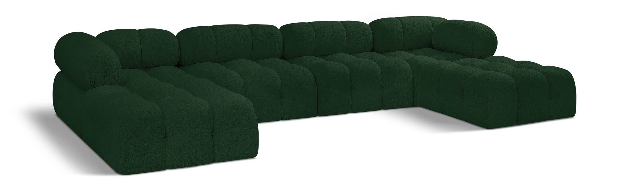 Ames 136" Boucle Fabric Upholstered 6pc. Modular Sectional
