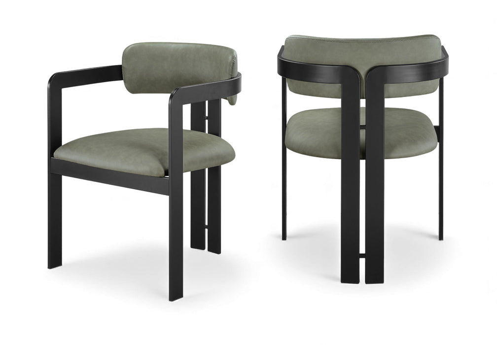 Aurum Vegan Leather Upholstered And Matte Black Iron Frame Dining Chair