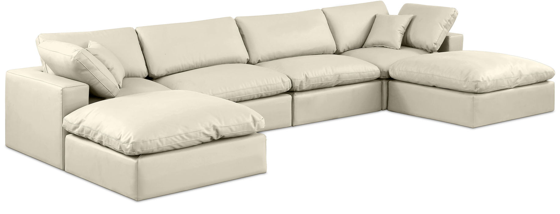 Comfy 158" Vegan Leather Upholstered 6pc. Modular Sectional