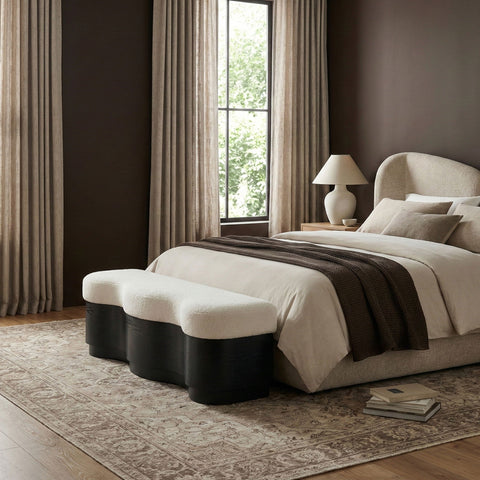 Savoy Velour Fur Fabric Upholstered Bench