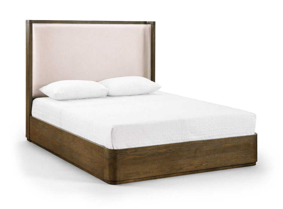 Tiberio Solid Wood And Linen Textured Fabric Bed