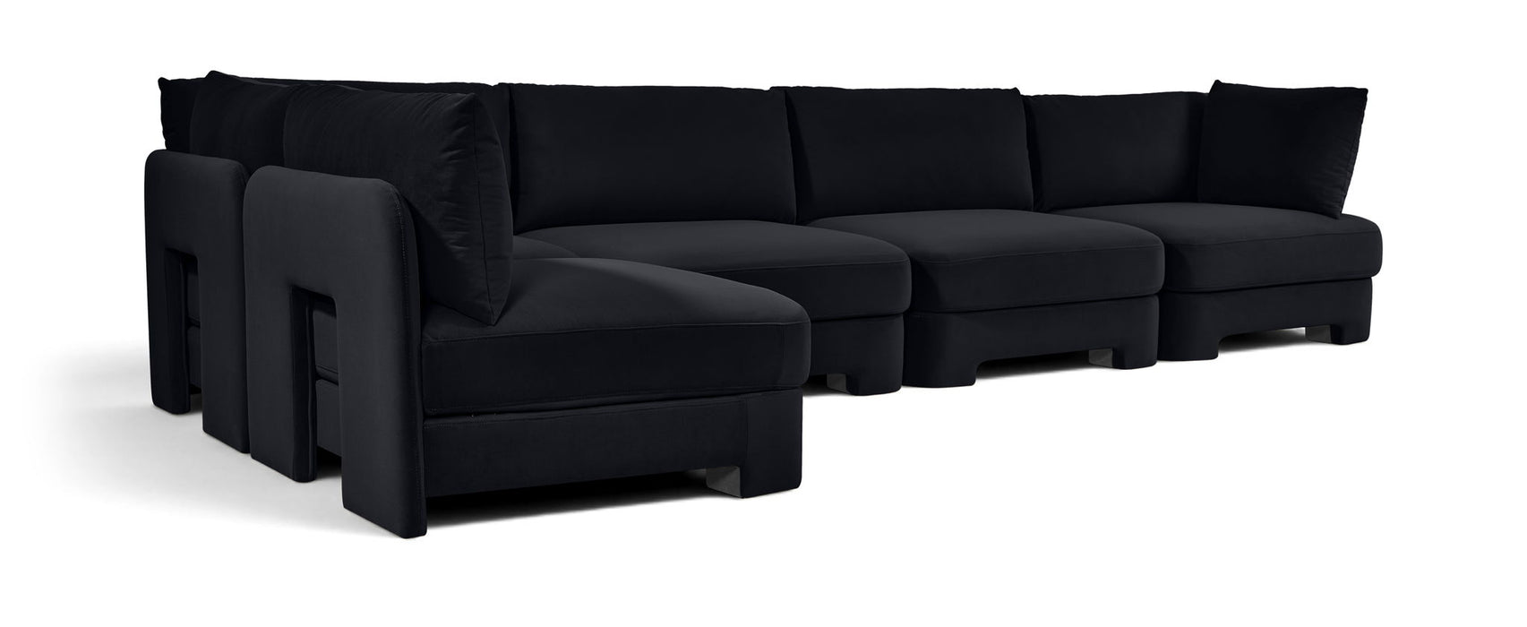 Hammond 148" Velvet Performance Fabric Upholstered 5pc. Modular Sectional